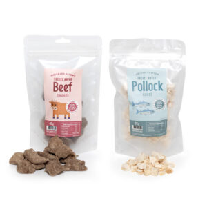 WNP Freeze Dried Beef Diced & Pollock Treats Bundle Set for Dogs & Cats