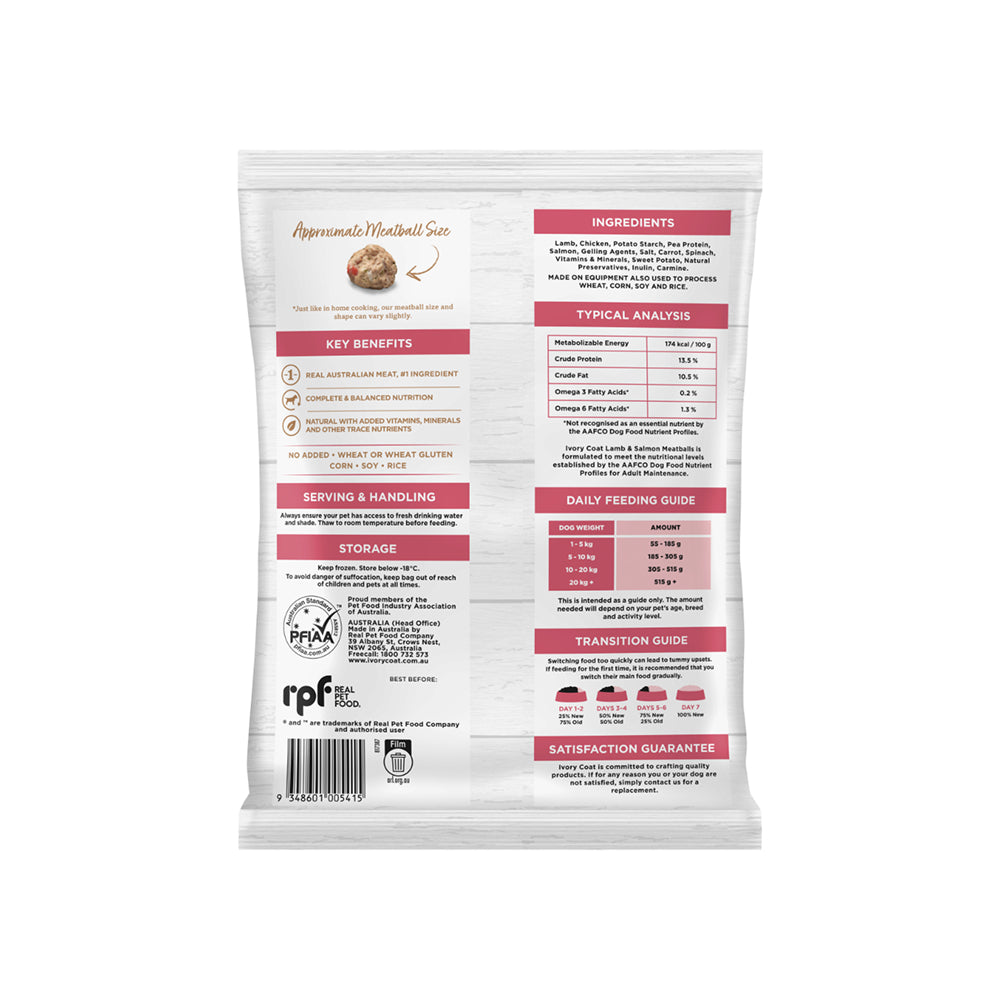 Frozen - Grain Free Lamb & Salmon Meatballs for Adult Dog - Image 2