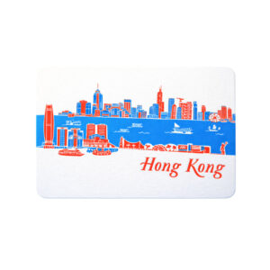 Hong Kong Travel Skyline Letterpress Postcard