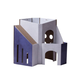 Mini Cat Mansion Foldable Cat House - D2 The Blue Hacienda