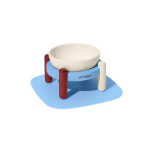 Mist and Merlot Ceramic Pet Bowl & Mat Set